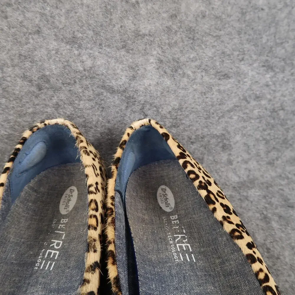Dr Scholls Shoes Womens 9 Ballet Flats Animal Print Fur Slip On Round Toe Casual